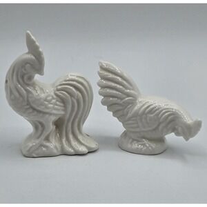 Vintage Bone China Rooster Chicken Salt & Pepper Shaker Set Tabletop‎ Farmhouse